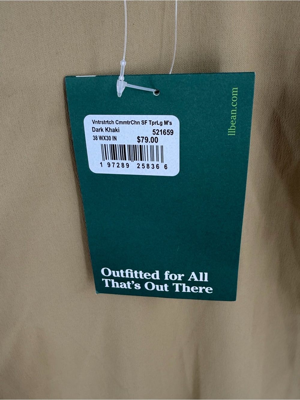 L.L. Bean venture stretch commuter tapered leg dark khaki chino men’s 38x30 NWT - Picture 2 of 4